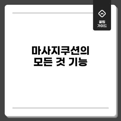 마사지쿠션의 모든 것: 기능