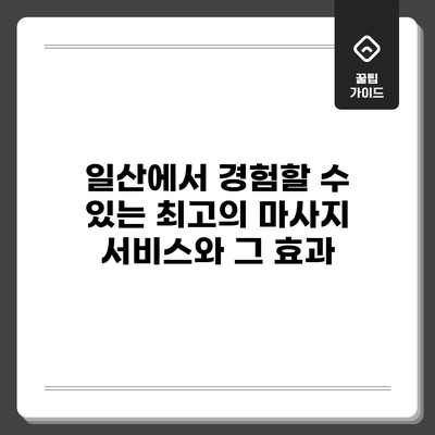 일산에서 경험할 수 있는 최고의 마사지 서비스와 그 효과