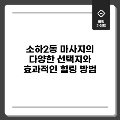 소하2동 마사지의 다양한 선택지와 효과적인 힐링 방법