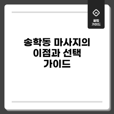 송학동 마사지의 이점과 선택 가이드