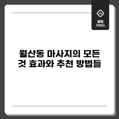 월산동 마사지의 모든 것: 효과와 추천 방법들