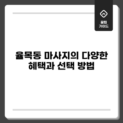율목동 마사지의 다양한 혜택과 선택 방법