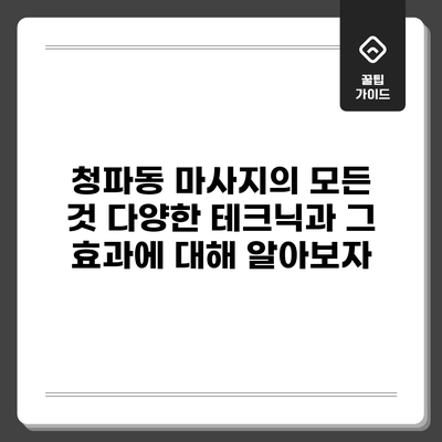 청파동 마사지의 모든 것: 다양한 테크닉과 그 효과에 대해 알아보자