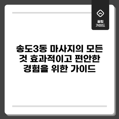 송도3동 마사지의 모든 것: 효과적이고 편안한 경험을 위한 가이드
